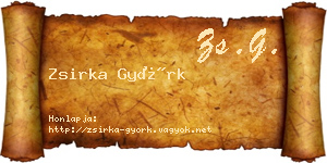 Zsirka Györk névjegykártya